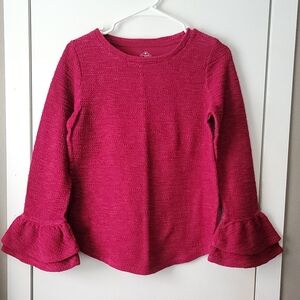 Burgundy Textured Ruffle Sleeve Sweater